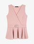 Top coupe péplum à boucles - Vieux rose - 1
