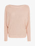 Pull col bateau en maille striée - Rose poudré - 1