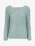 Pull en maille épaisse à manches effet tressé - Bleu gris - 1