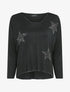 Pull fin oversize orné de strass - Noir - 1