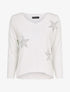 Pull fin oversize orné de strass - Blanc - 1