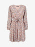 Robe patineuse imprimé fleurs de cerisier lamé à manches plissées - Rose pâle - 1