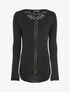 Pull à dos long ajouré et stylisé - Noir - 4