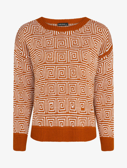 Pull à imprimé spirales stylisées - Rouille - 4