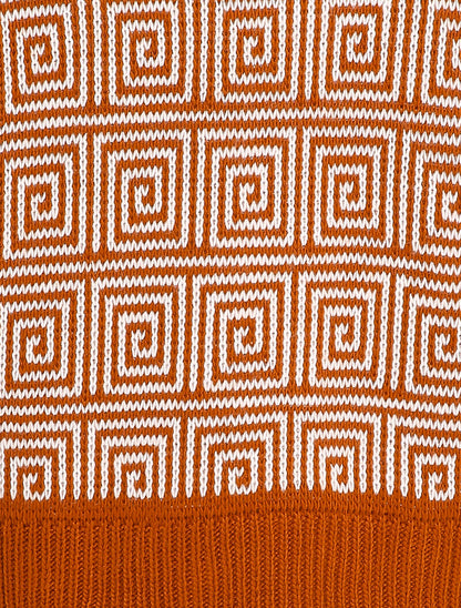 Pull à imprimé spirales stylisées - Rouille - 3