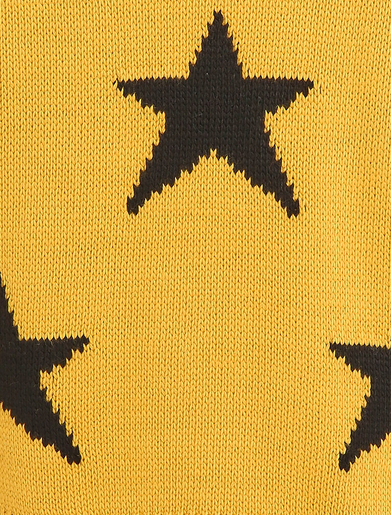 Pull à col roulé à bords effilochés et imprimé étoiles - Moutarde - 3