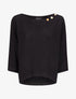 Pull en maille point de riz à col bateau boutonné - Noir - 1