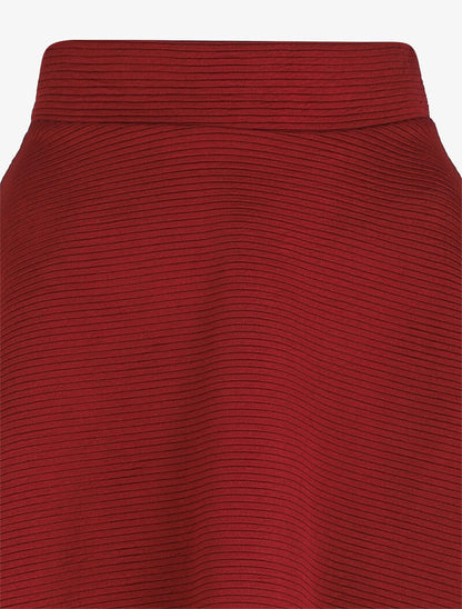 Jupe patineuse côtelée à taille haute - Bordeaux - 3