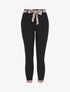 Pantalon taille haute 7/8 à revers imprimés - Noir/beige - 1