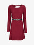 Robe pull à dos ouvert et détail torsadé - Bordeaux - 1