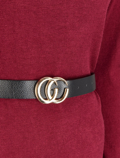 Robe pull à dos ouvert et détail torsadé - Bordeaux - 3