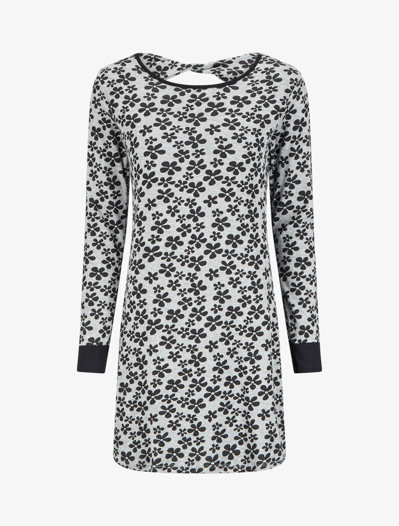 Robe dos nu à imprimé fleuri - Gris/noir - 1
