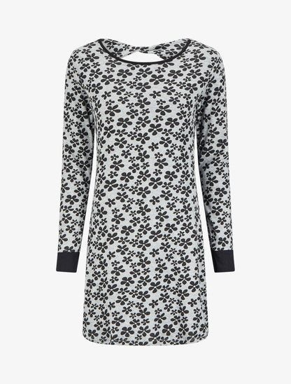 Robe dos nu à imprimé fleuri - Gris/noir - 1