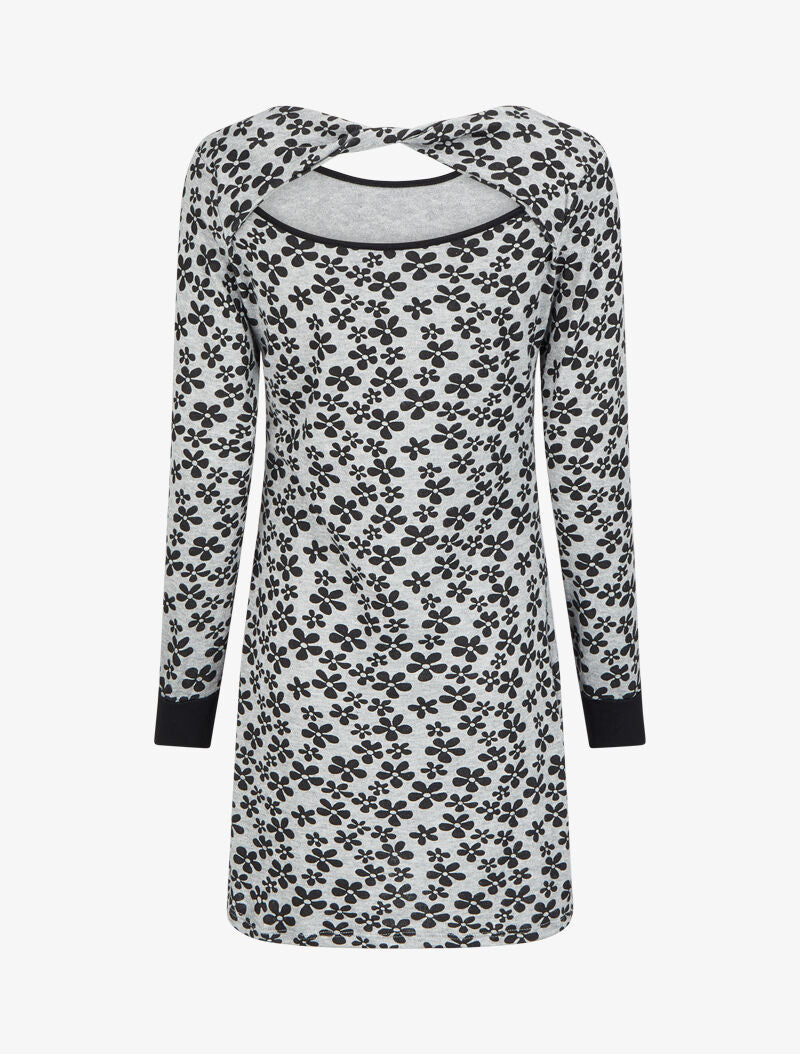 Robe dos nu à imprimé fleuri - Gris/noir - 2