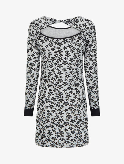 Robe dos nu à imprimé fleuri - Gris/noir - 2