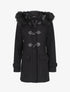 Duffle coat à capuche en fausse fourrure - Noir - 1