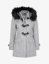 Duffle coat à capuche en fausse fourrure - Gris clair - 1