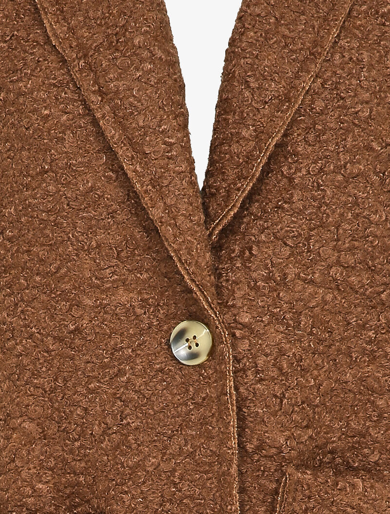Manteau mi-long effet laine bouclette - Marron - 3
