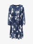 Robe à bords volantés et imprimé bouquet de roses - Marine - 4