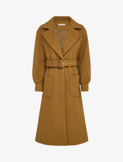 Manteau long à manches ballon - Camel - 1