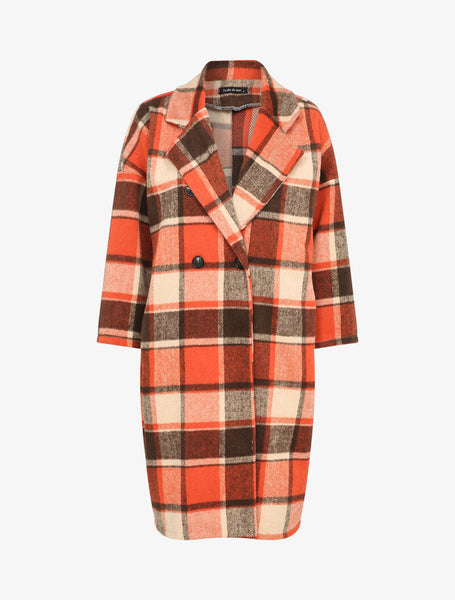 Ensemble Jupe Et Veste Rétro Années 70 En Laine Tartan Orange - Taille 40 (Très Bon état)