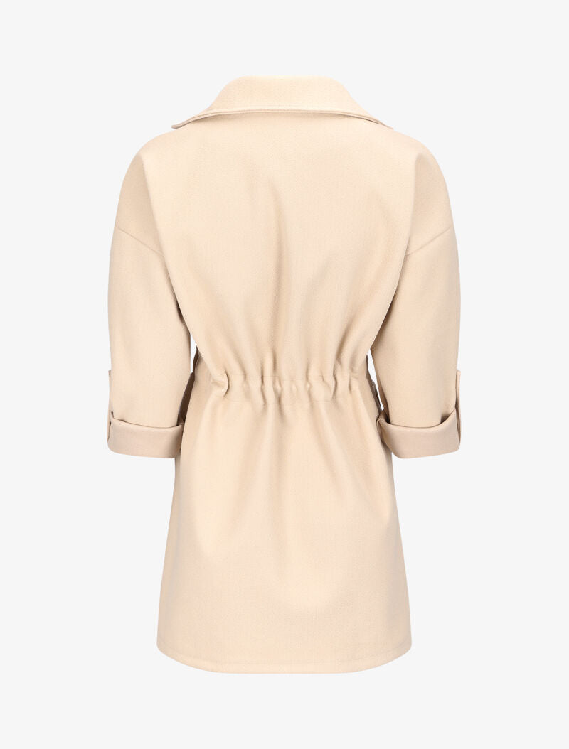 Manteau mi-long à liens de serrage - Beige - 2