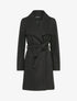 Manteau long droit avec ceinture - Noir - 1
