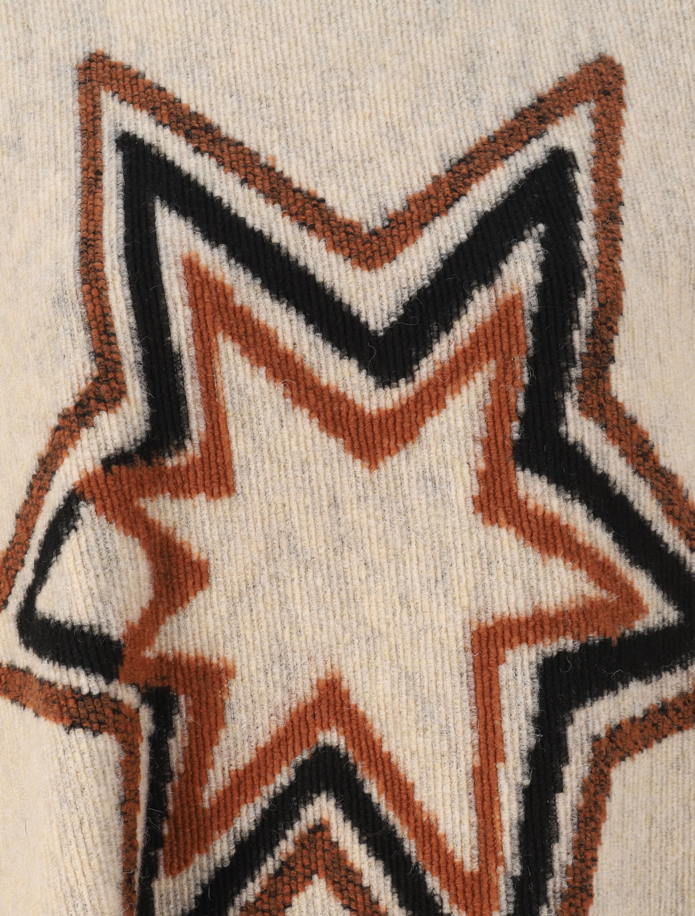 Poncho à franges et motif étoile - Beige - 3