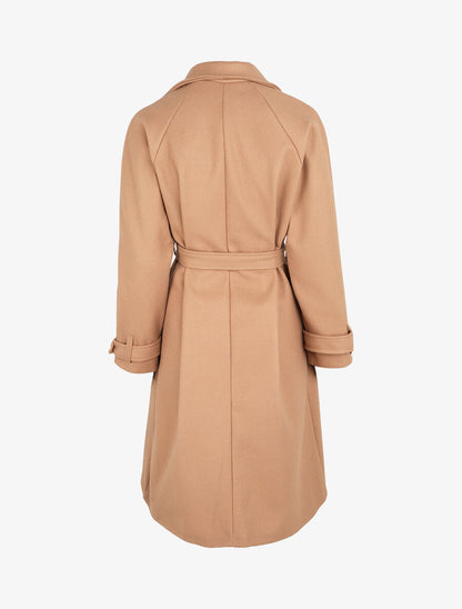 Manteau long à pans croisés et manches raglan - Beige - 2