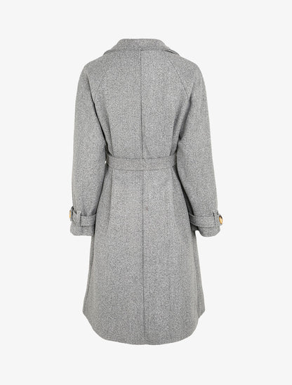 Manteau long à pans croisés et manches raglan - Gris - 2