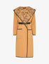 Manteau long à capuche et doublure à messages - Camel - 1