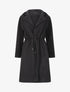 Manteau long à liens de serrage et capuche - Noir - 4