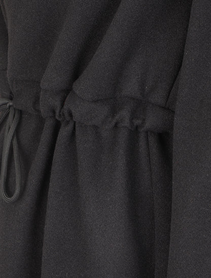 Manteau long à liens de serrage et capuche - Noir - 3