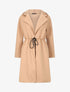 Manteau long à liens de serrage et capuche - Beige - 4