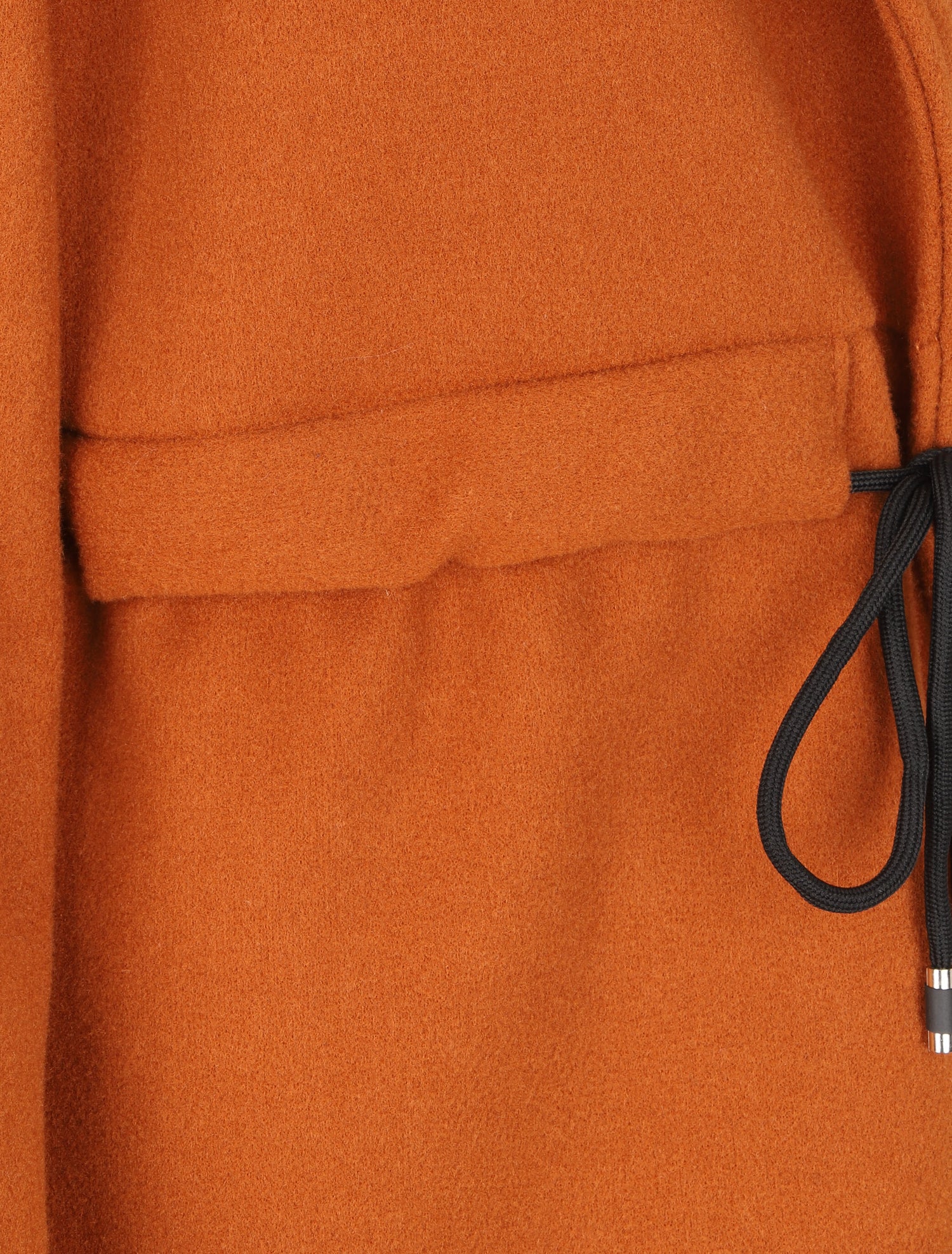 Manteau long à liens de serrage et capuche - Rouille - 3