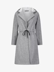 Manteau long à liens de serrage et capuche - Gris chiné - 4