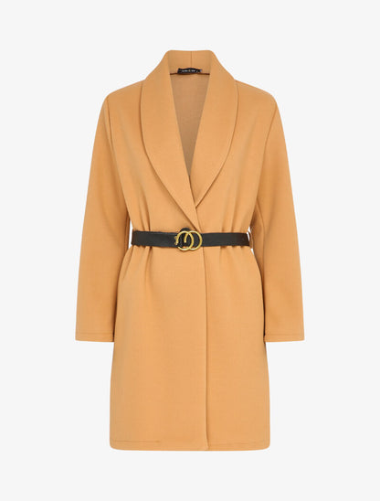 Manteau mi-long à un bouton - Beige foncé - 4