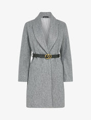 Manteau mi-long à un bouton - Gris chiné - 1