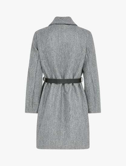 Manteau mi-long à un bouton - Gris chiné - 2