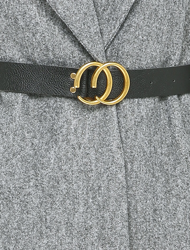 Manteau mi-long à un bouton - Gris chiné - 3