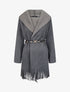 Manteau à capuche à bord à franges - Gris foncé - 4