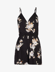 Combishort à imprimé floral - Noir - 1