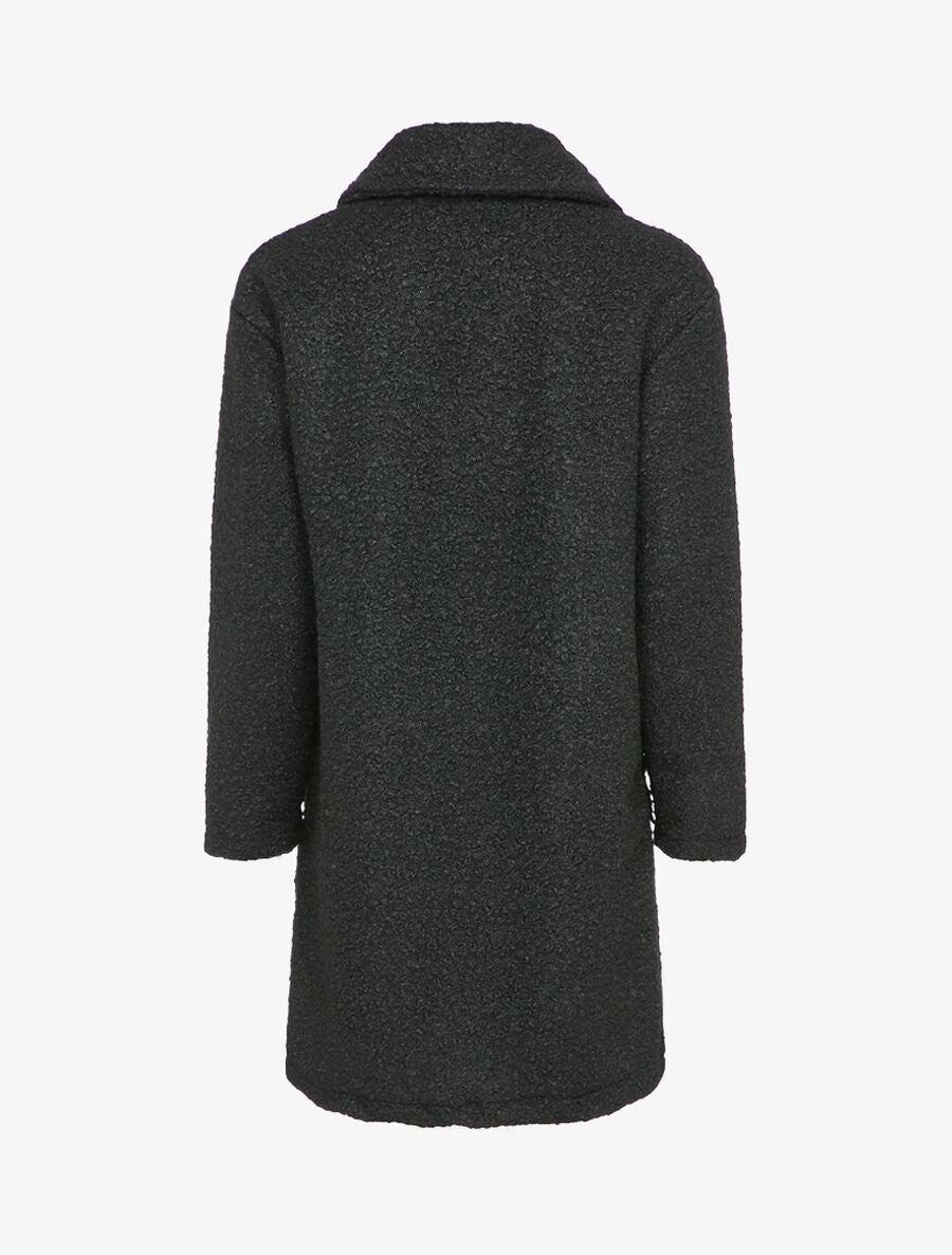 Manteau style duffle coat en maille bouclette - Noir - 2