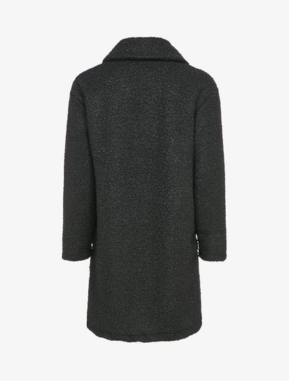 Manteau style duffle coat en maille bouclette - Noir - 2