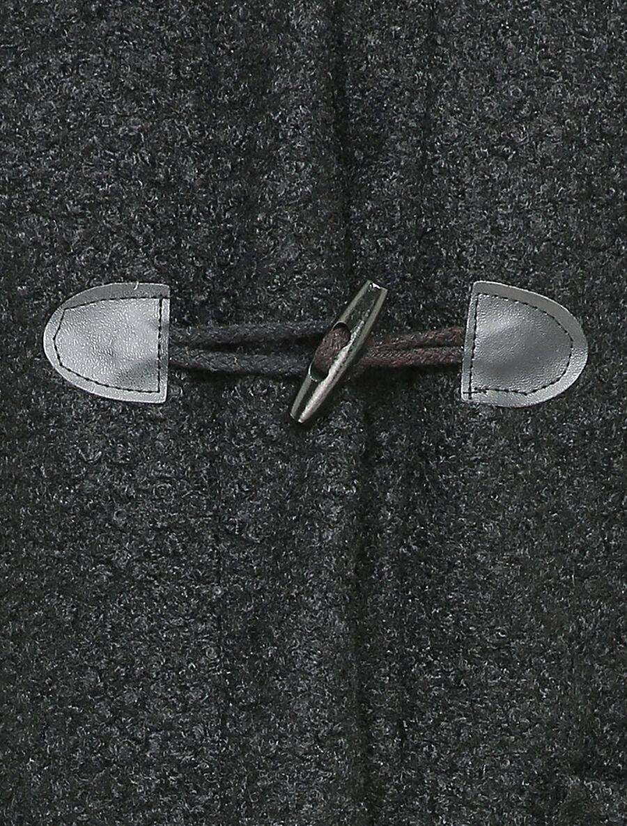 Manteau style duffle coat en maille bouclette - Noir - 3