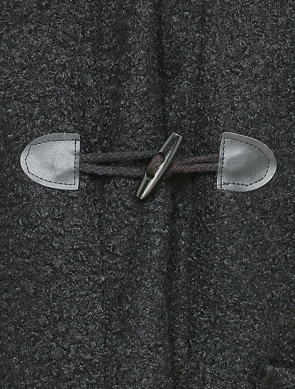 Manteau style duffle coat en maille bouclette - Noir - 3