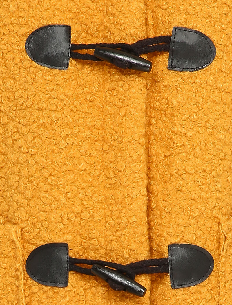 Manteau style duffle coat en maille bouclette - Camel - 3