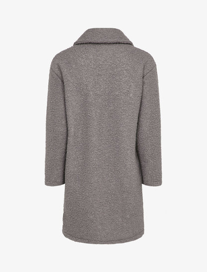 Manteau style duffle coat en maille bouclette - Gris foncé - 2