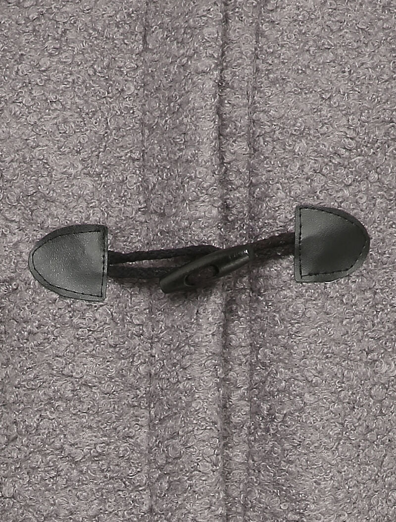 Manteau style duffle coat en maille bouclette - Gris foncé - 3