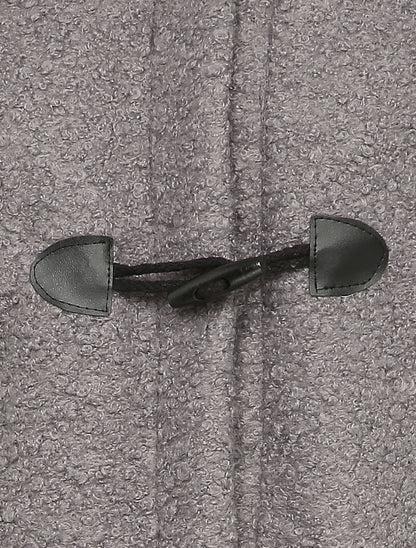 Manteau style duffle coat en maille bouclette - Gris foncé - 3